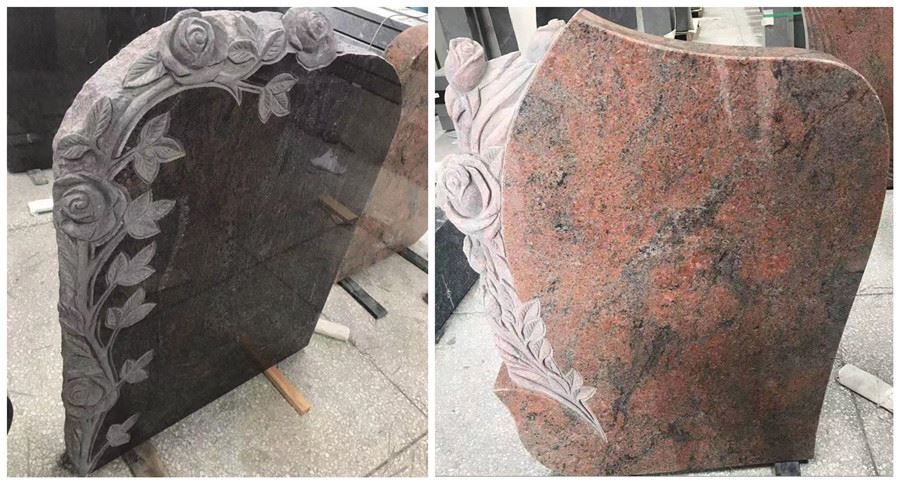 black granite upright headstones